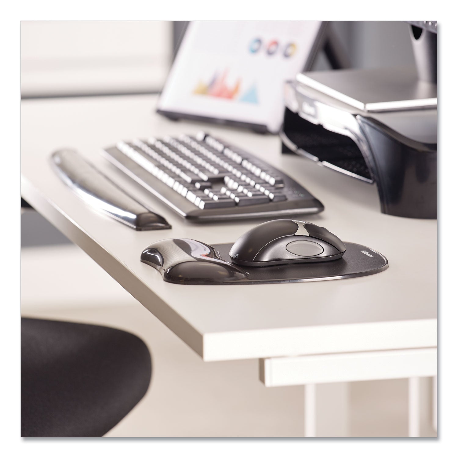 Fellowes Gel Crystals Mouse Pad with Wrist Rest, 7.87 x 9.18, Black