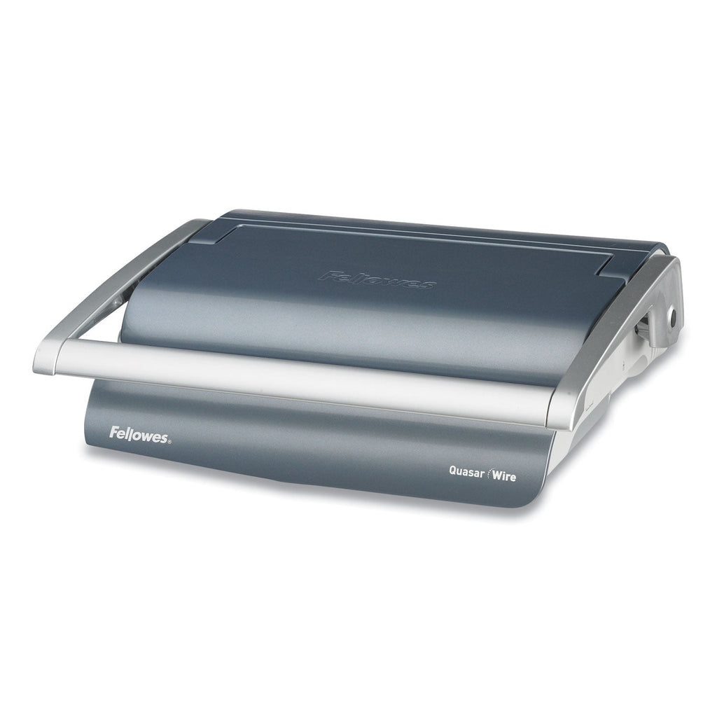 Fellowes Quasar Manual Wire Binding Machine, 130 Sheets, 8.13 x 15.38 x 5.13, Metallic Gray