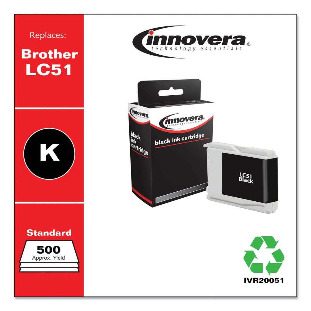 Innovera Remanufactured Black Ink, Replacement for LC51BK, 500 Page-Yield