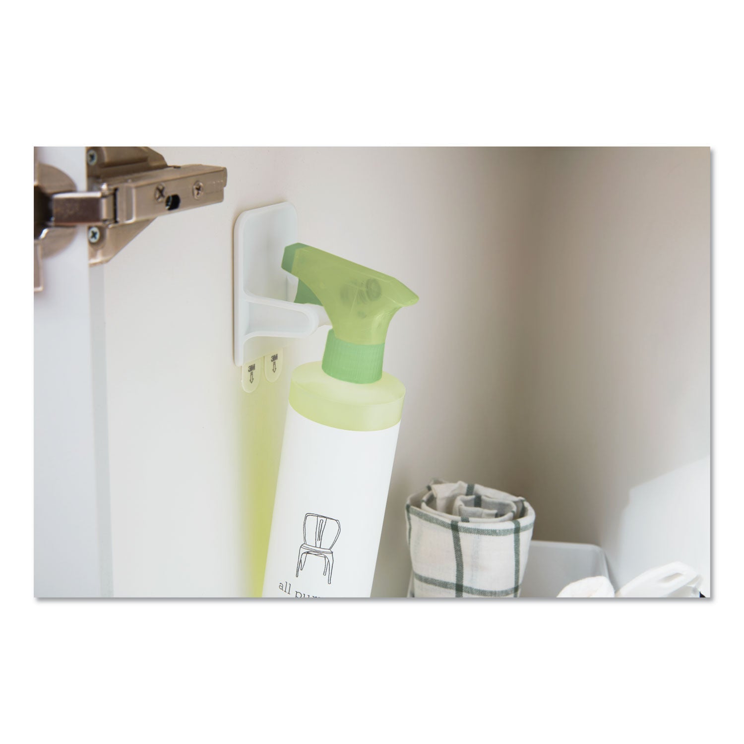 Command Spray Bottle Holder, 2.34w x 1.69d x 3.34h, White, 2 Hangers/4 Strips/Pack