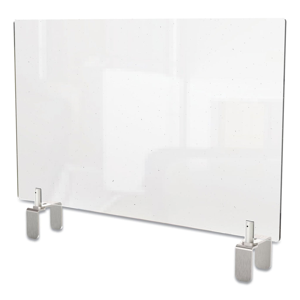 Ghent Clear Partition Extender with Attached Clamp, 36 x 3.88 x 30, Thermoplastic Sheeting