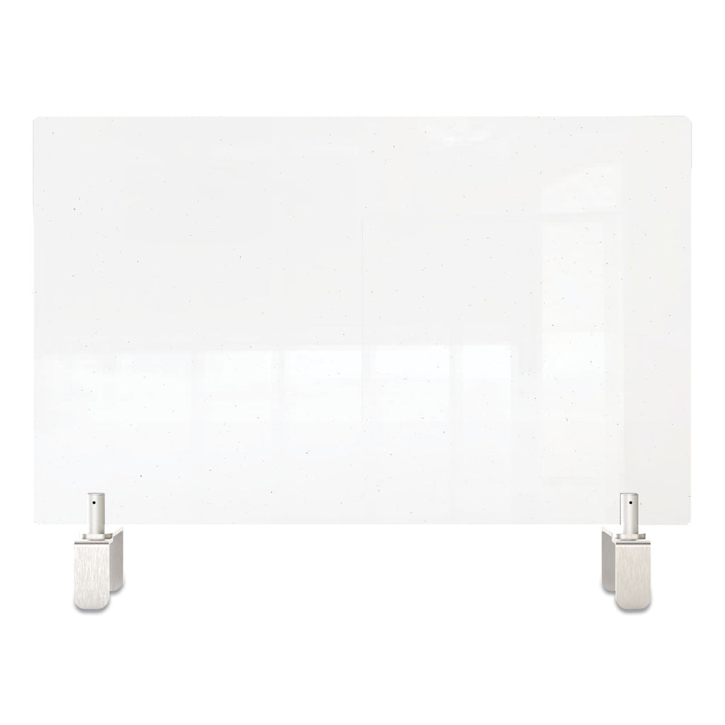 Ghent Clear Partition Extender with Attached Clamp, 29 x 3.88 x 24, Thermoplastic Sheeting