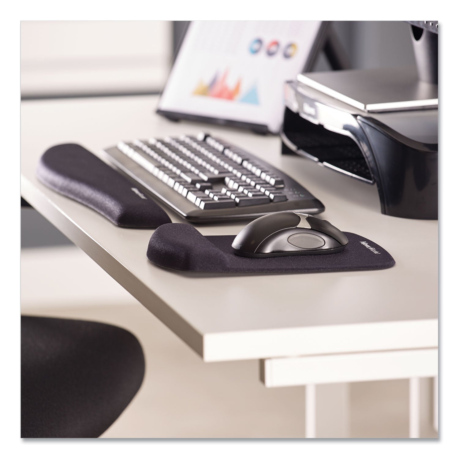 Fellowes PlushTouch Keyboard Wrist Rest, 18.12 x 3.18, Black