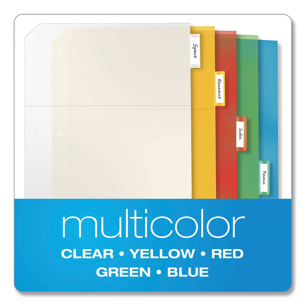Cardinal Poly Ring Binder Pockets, 8.5 x 11, Letter, Assorted Colors, 5/Pack