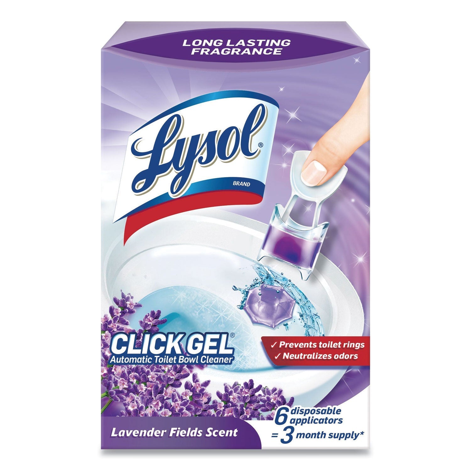 LYSOL Click Gel Automatic Toilet Bowl Cleaner, Lavender Fields, 6/Box, 4 Boxes/Carton