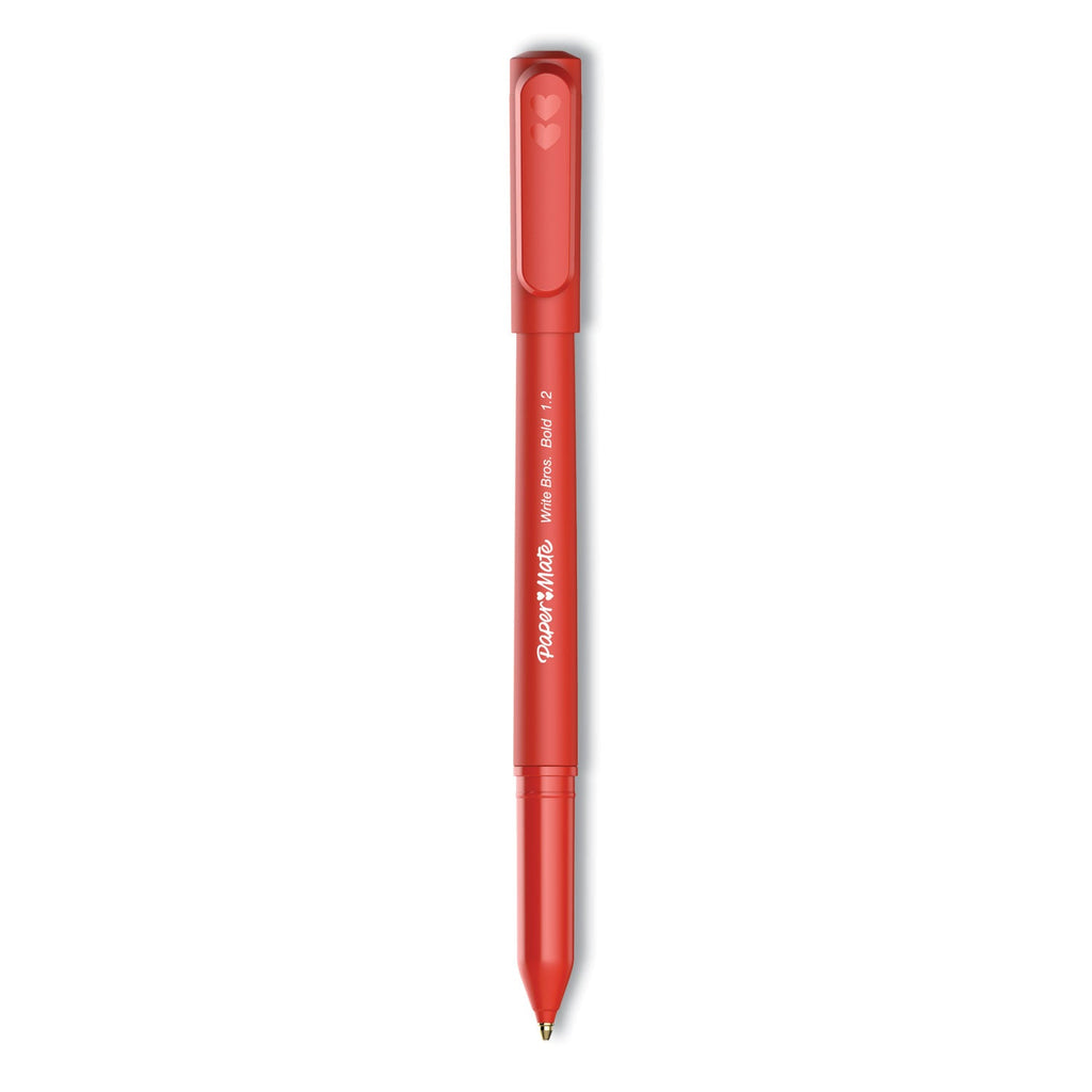 Paper Mate Write Bros. Ballpoint Pen, Stick, Bold 1.2 mm, Red Ink, Red Barrel, Dozen