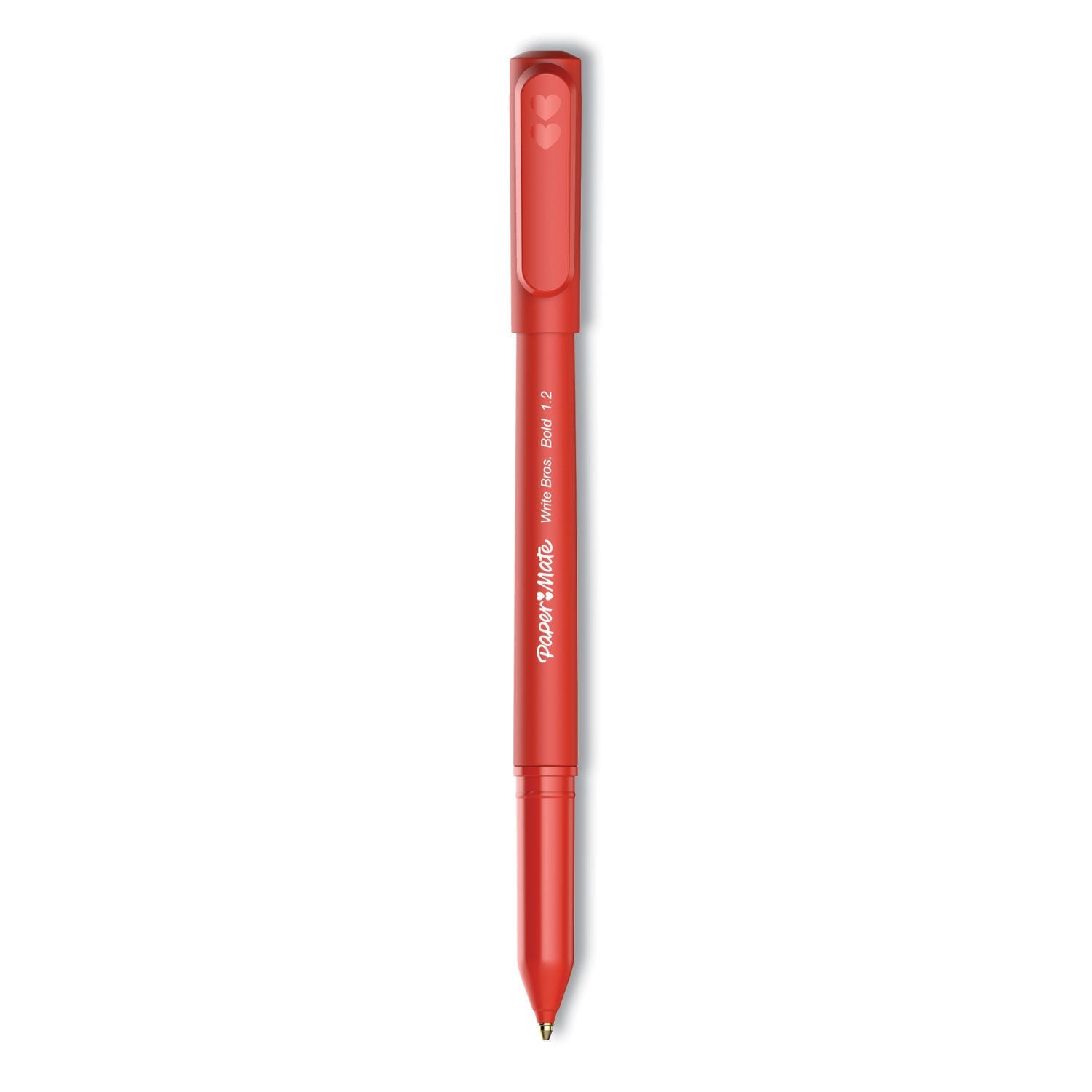 Paper Mate Write Bros. Ballpoint Pen, Stick, Bold 1.2 mm, Red Ink, Red Barrel, Dozen