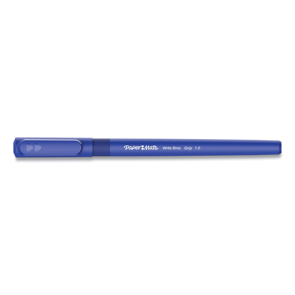 Paper Mate Write Bros. Grip Ballpoint Pen, Stick, Medium 1 mm, Blue Ink, Blue Barrel, Dozen