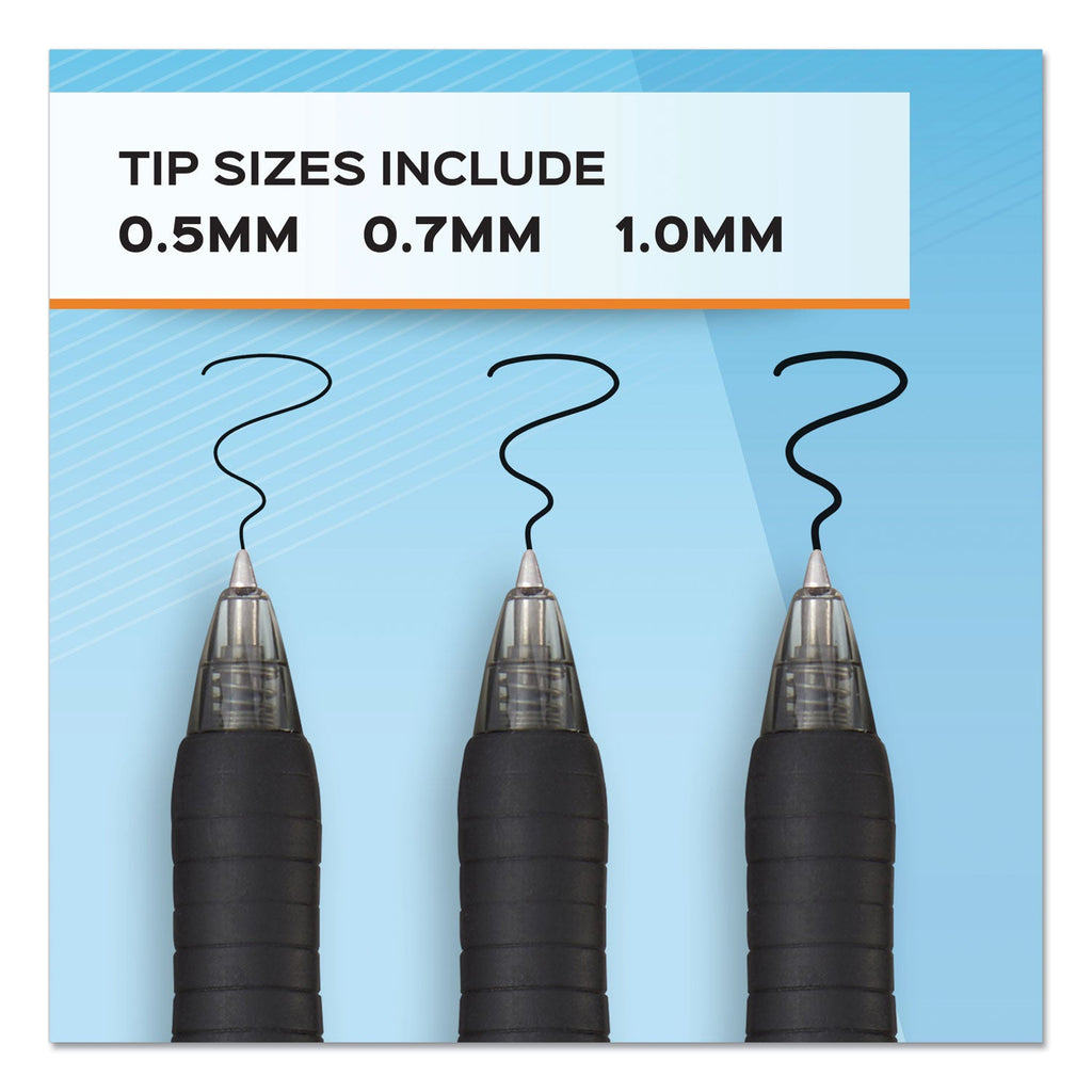 Paper Mate Profile Gel Pen, Retractable, Bold 1 mm, Black Ink, Translucent Black Barrel, Dozen