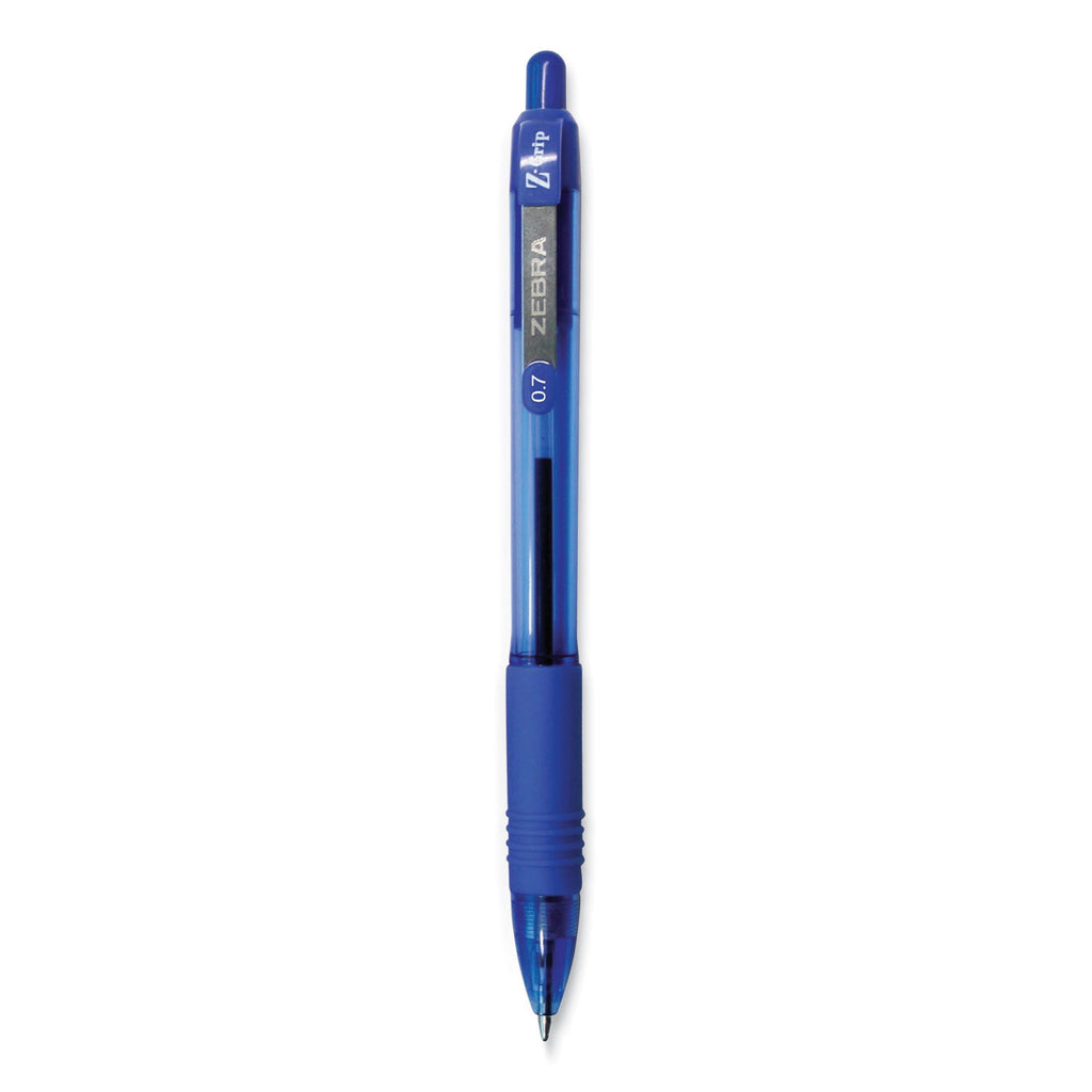 Zebra Z-Grip Ballpoint Pen, Retractable, Medium 0.7 mm, Blue Ink, Blue Tinted Barrel, 12/Pack