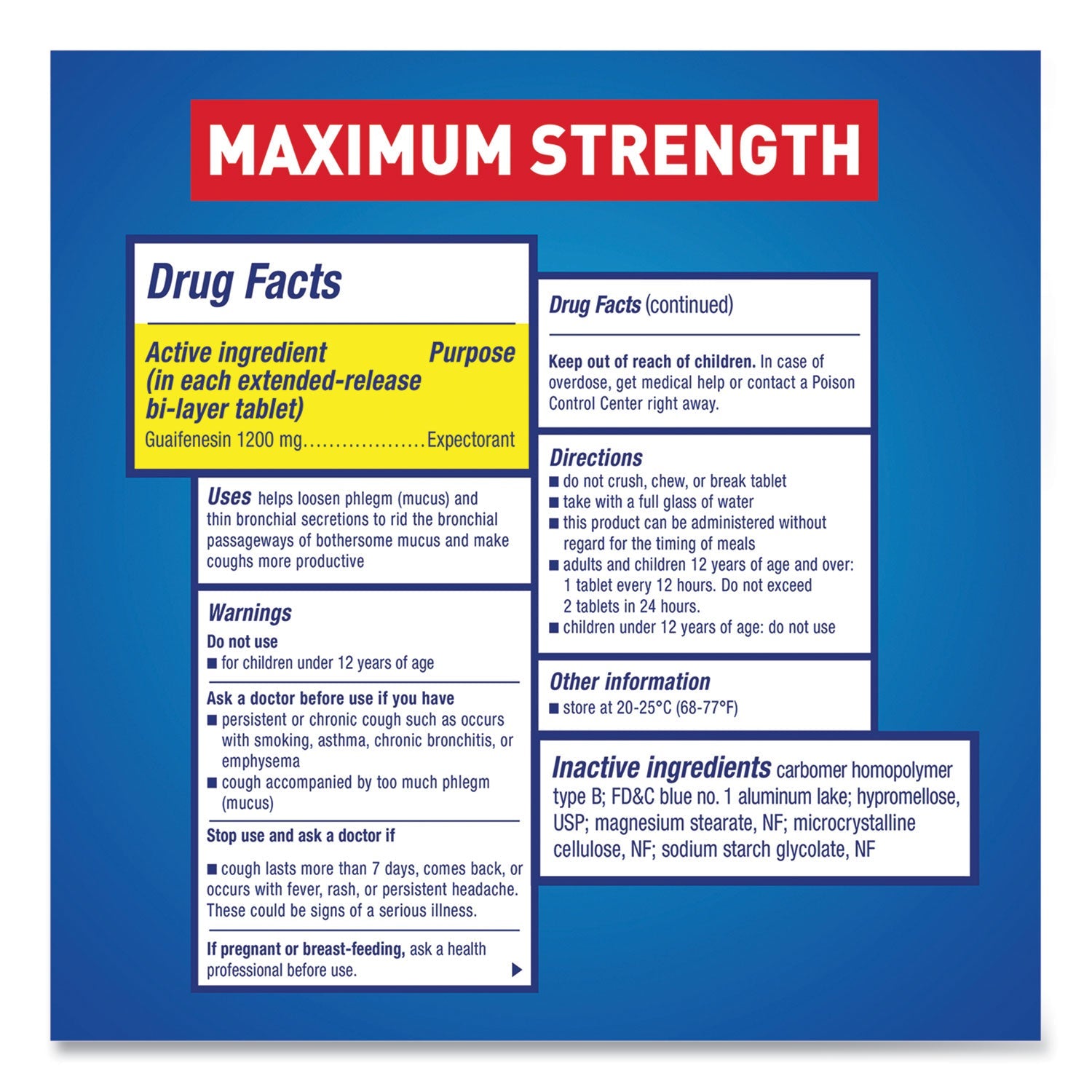Mucinex Maximum Strength Expectorant, 28 Tablets/Box, 24 Boxes/Carton