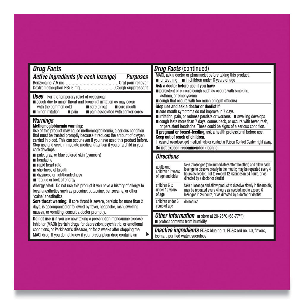 Cepacol Sore Throat and Cough Lozenges, Mixed Berry, 16/Pack, 24 Packs/Carton