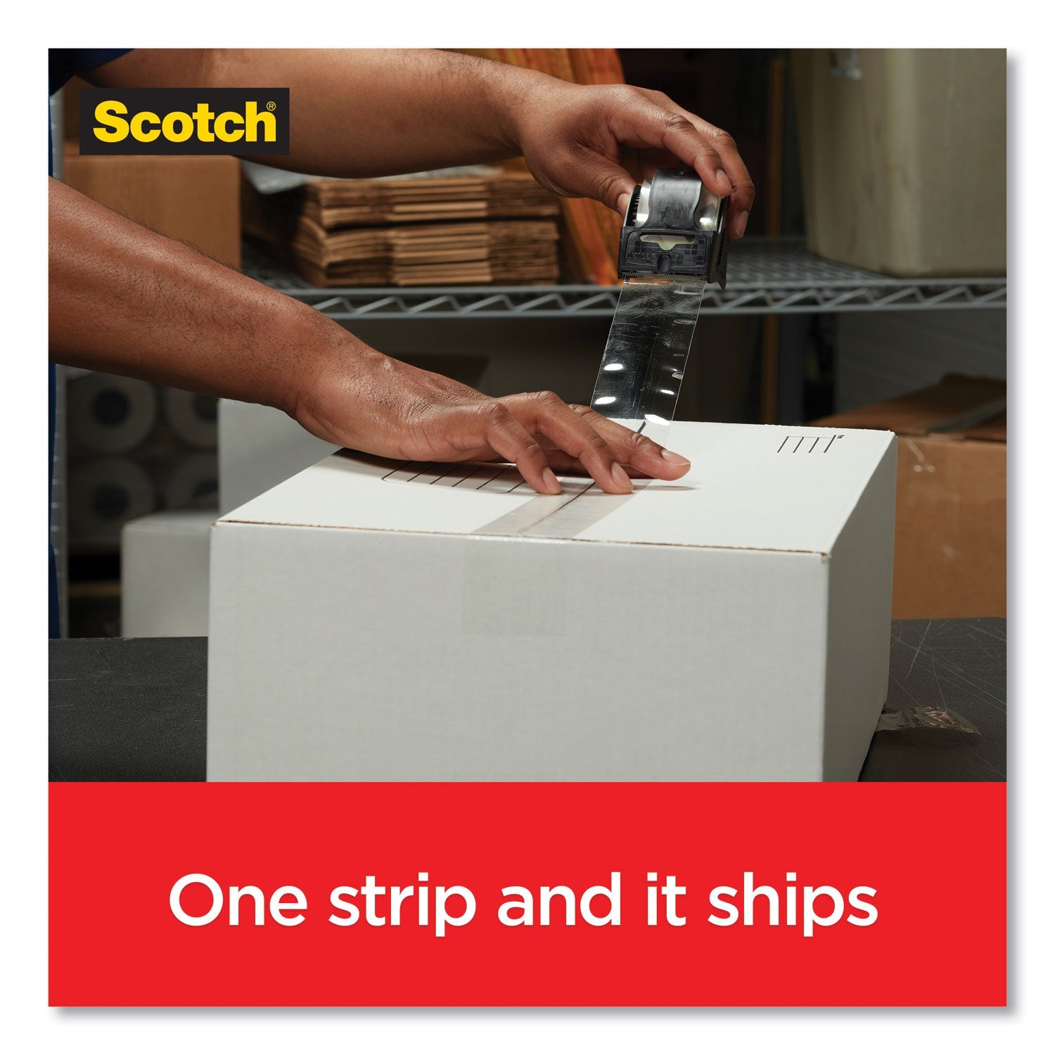 Scotch Box Lock Shipping Packaging Tape, 3" Core, 1.88" x 54.6 yds, Clear, 6/Pack