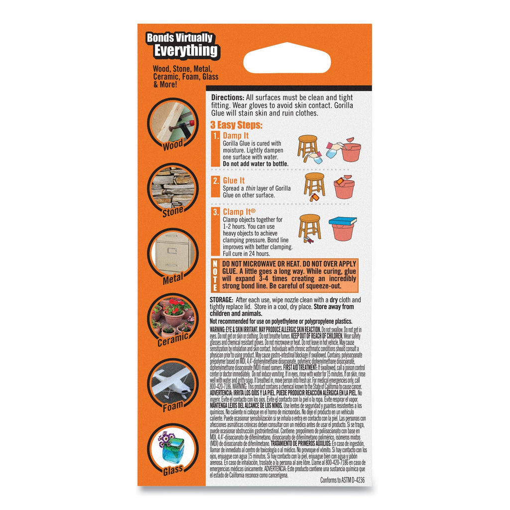 Gorilla Original Formula Glue, 2 oz, Dries Light Brown