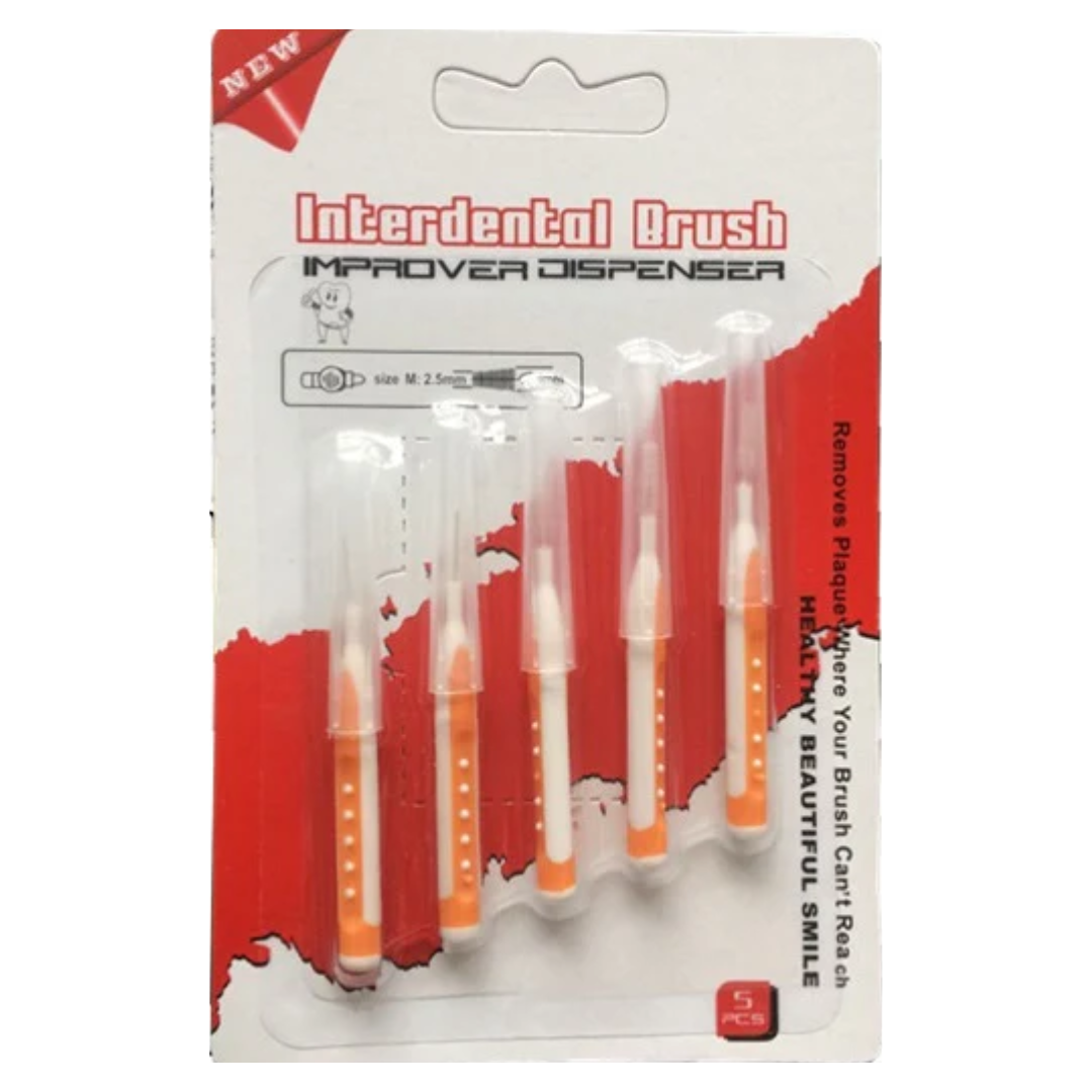 Interdental Brushes Size M 2.5mm Orange (5 Count)