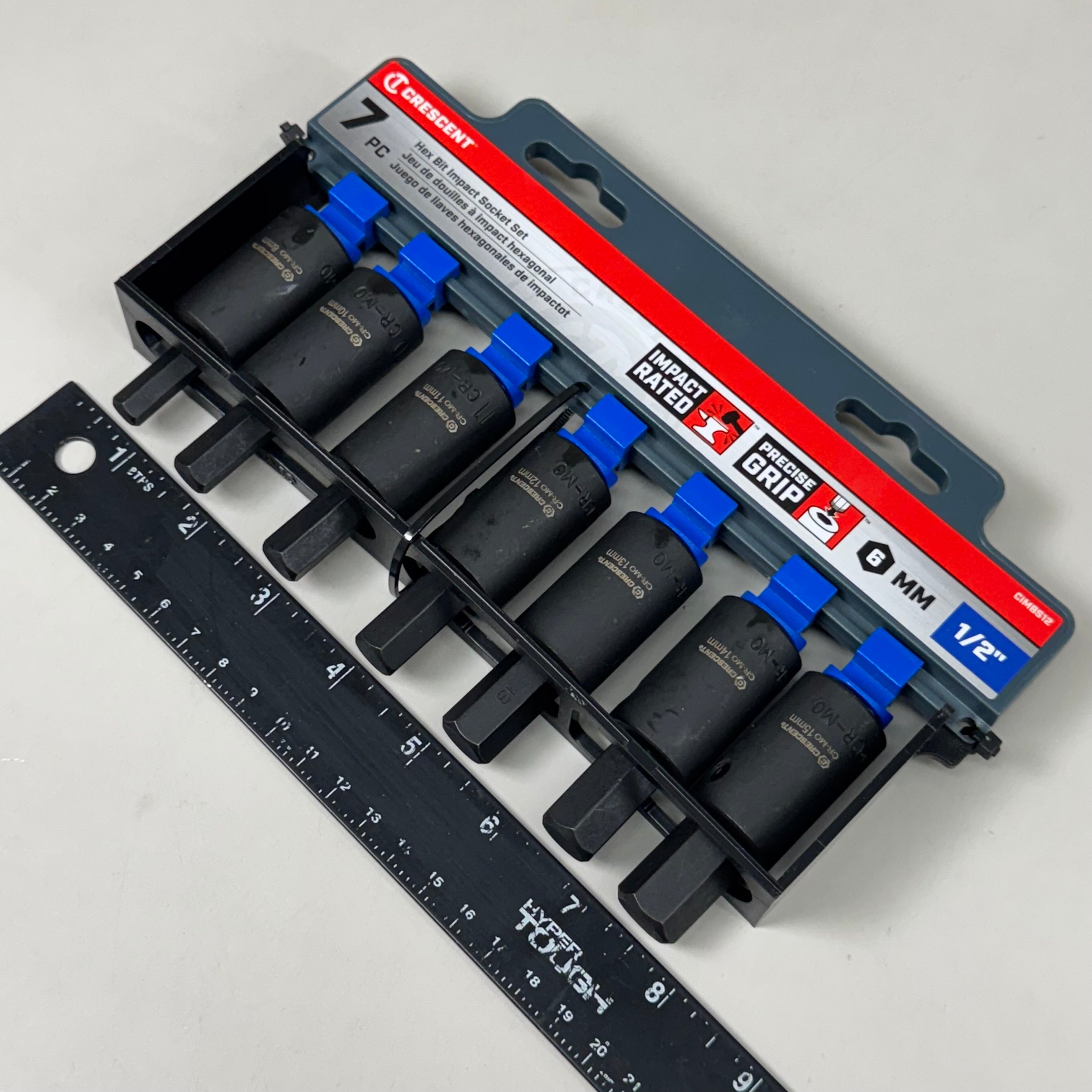 CRESCENT (7 pc) Assorted Sizes X 1/2 in. Metric 6 Point Hex Bit Socket Set CIMBS12