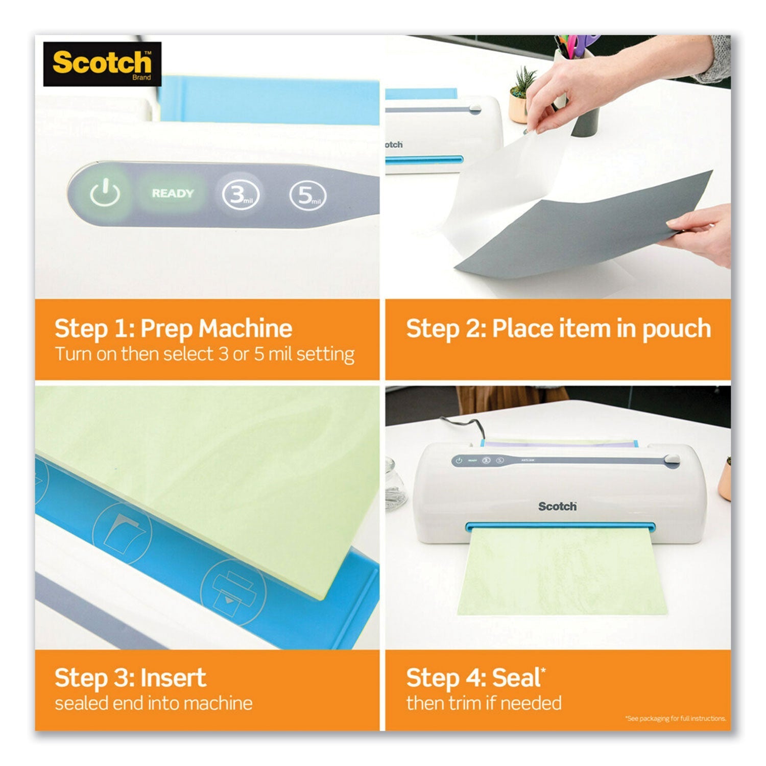 Scotch Laminating Pouches, 3 mil, 8.5" x 14", Gloss Clear, 20/Pack