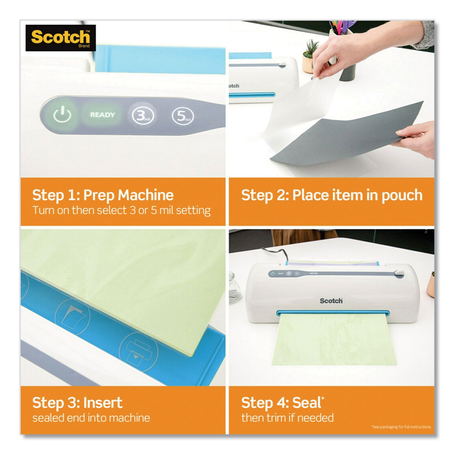 Scotch Laminating Pouches, 3 mil, 9" x 11.5", Gloss Clear, 20/Pack