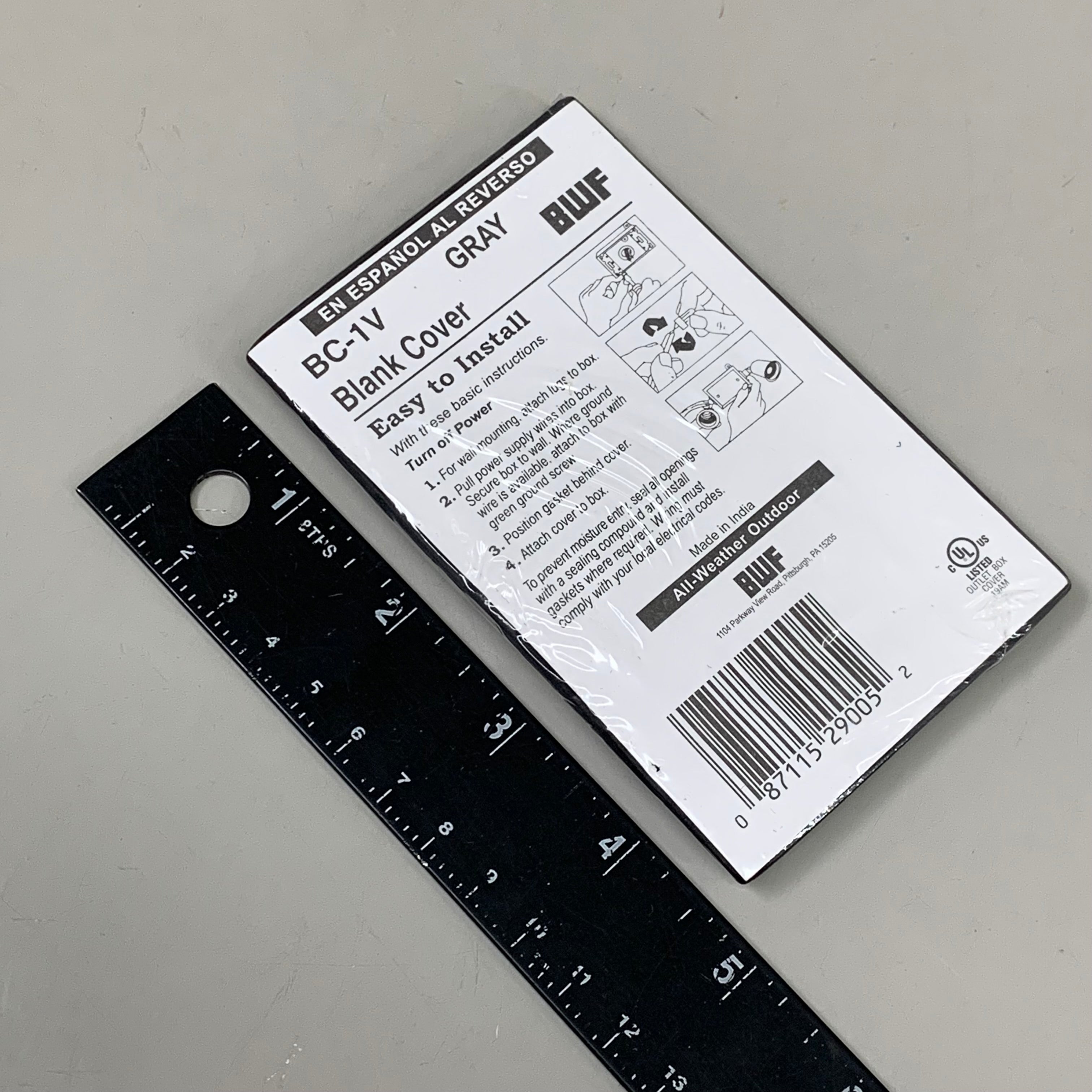 BWF (6 PACK) Single Gang Weatherproof Blank Wallplate Grey BC-1V
