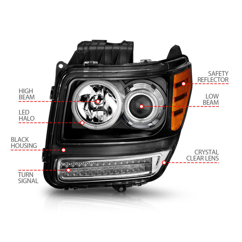 Anzo 2007-2012 Dodge Nitro Projector Headlights w/ Halo Black (CCFL) G2