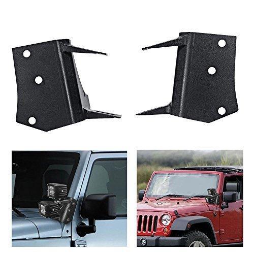 2pcs Black Dual A-Pillar Light Lower Windshield Hinge Mounting Brackets LED Working Pod Light Bar Mounts for Wrangler TJ 1997-2006