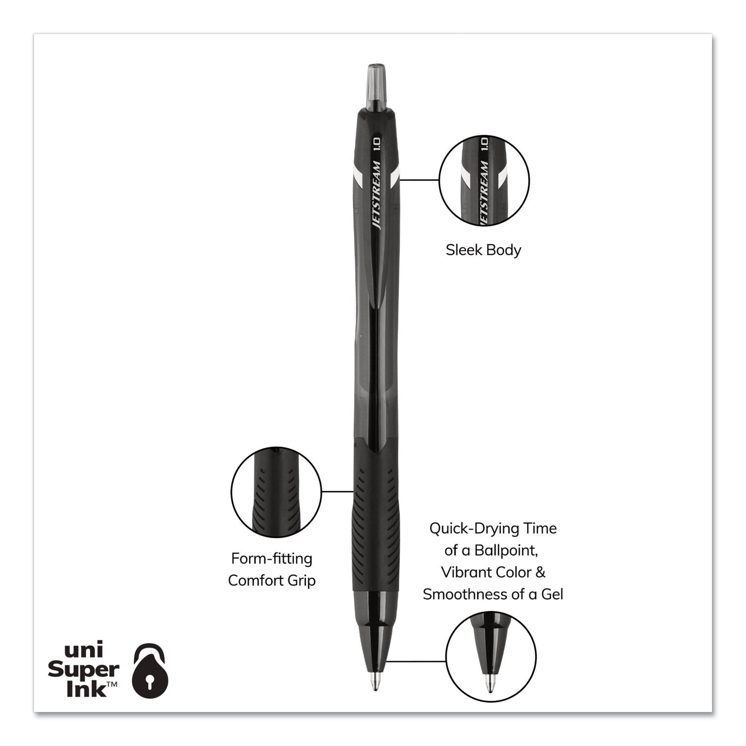 uniball Jetstream Elements Ballpoint Pen, Retractable, Medium 1 mm, Assorted Ink and Barrel Colors, 12/Pack
