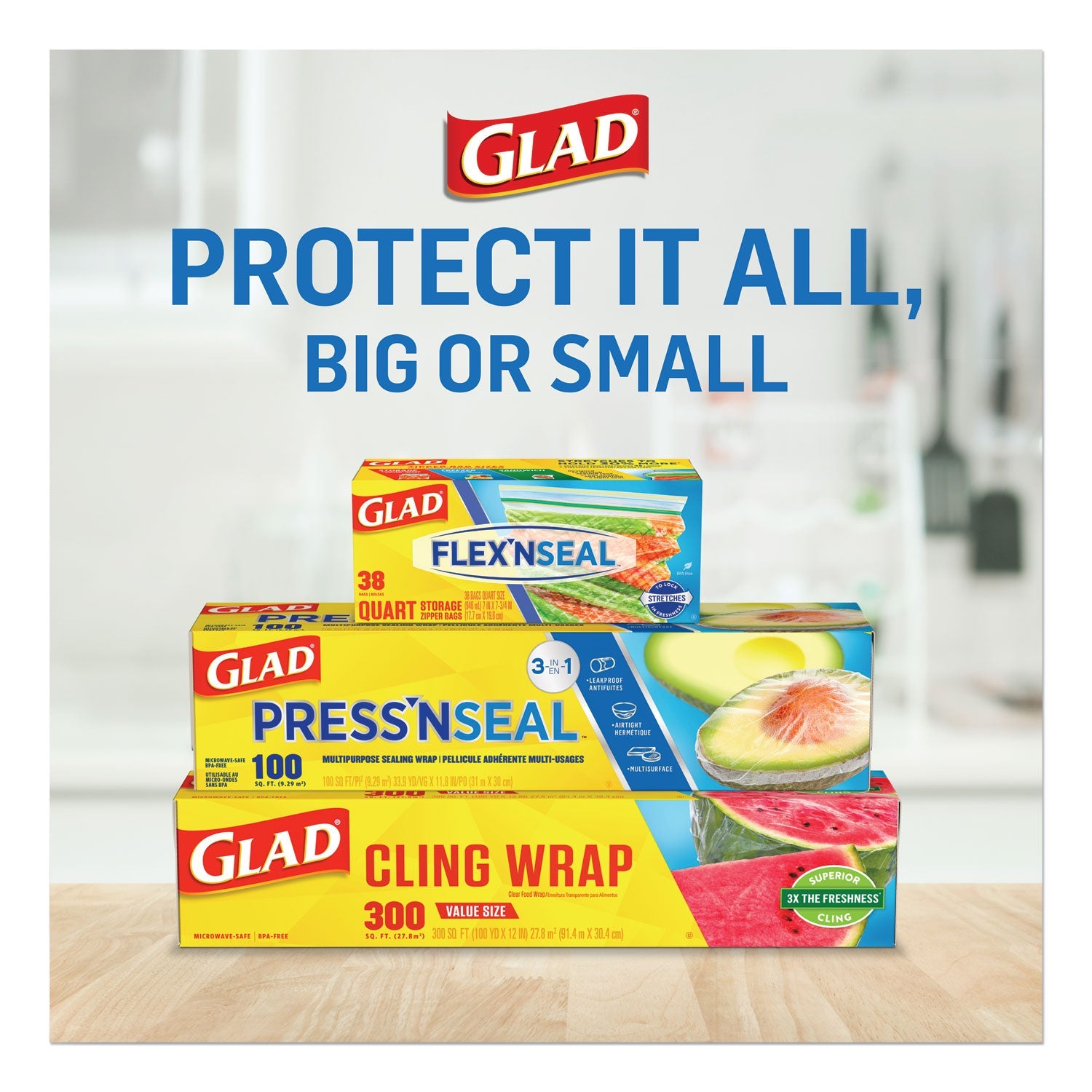 Glad Press'n Seal Food Plastic Wrap, 70 Square Foot Roll, 12 Rolls/Carton