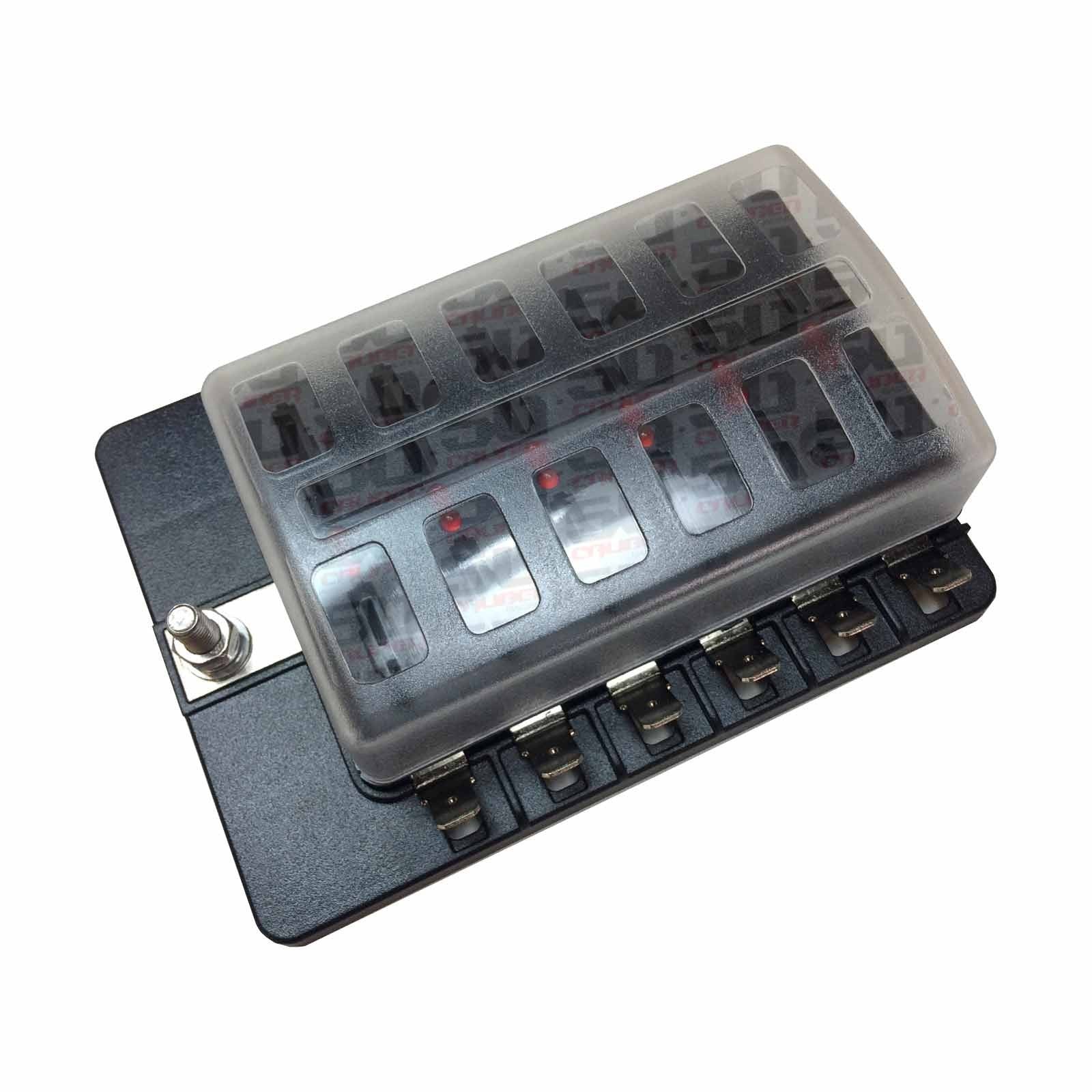 12 Way Fuse Block - Blade Terminals - LED Indicators