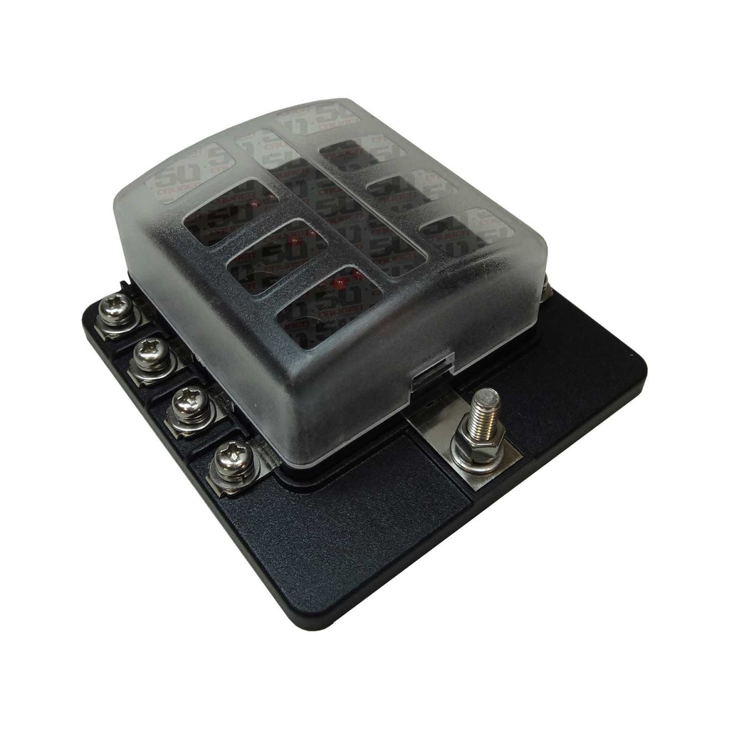 8 Way Fuse Block - Ring Terminals - LED Indicators