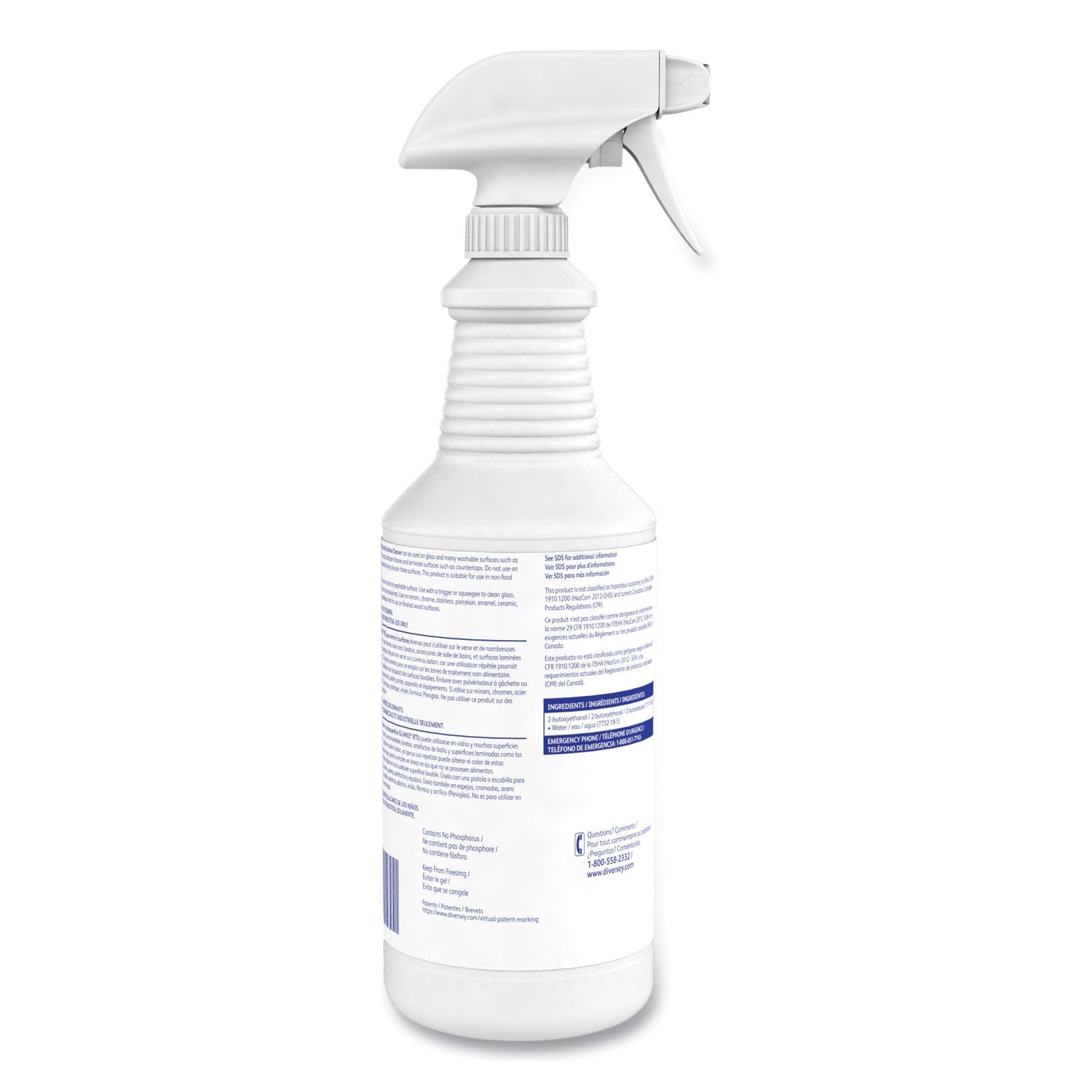 Diversey Glance Glass and Multi-Surface Cleaner, Original, 32 oz Spray Bottle, 12/Carton