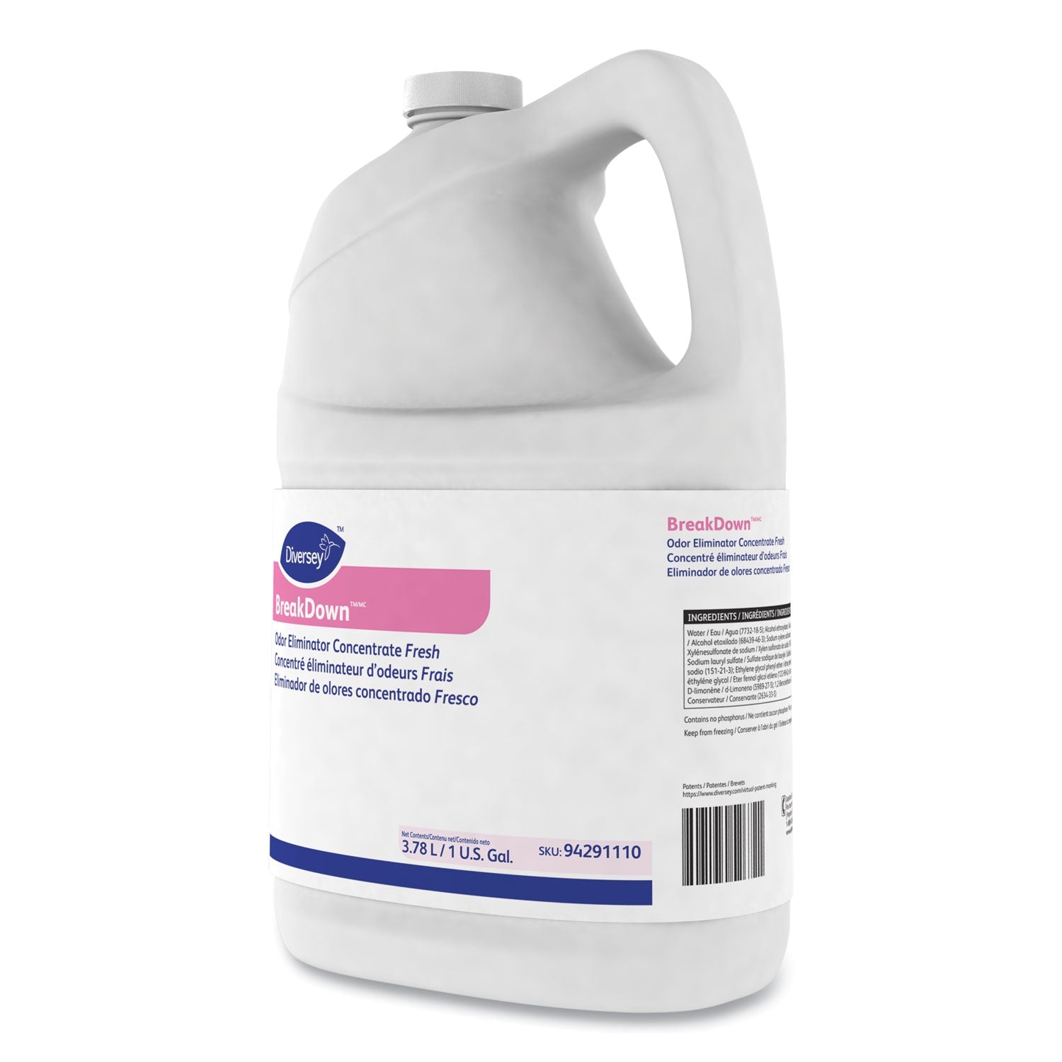 Diversey Breakdown Odor Eliminator, Fresh Scent, Liquid, 1 gal Bottle