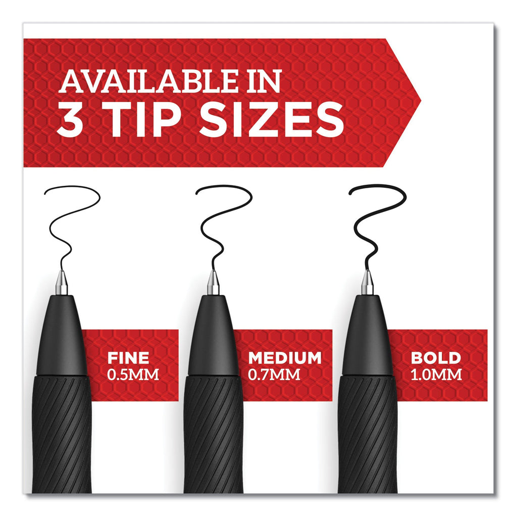 Sharpie S-Gel High-Performance Gel Pen, Retractable, Medium 0.7 mm, Black Ink, Black Barrel, Dozen