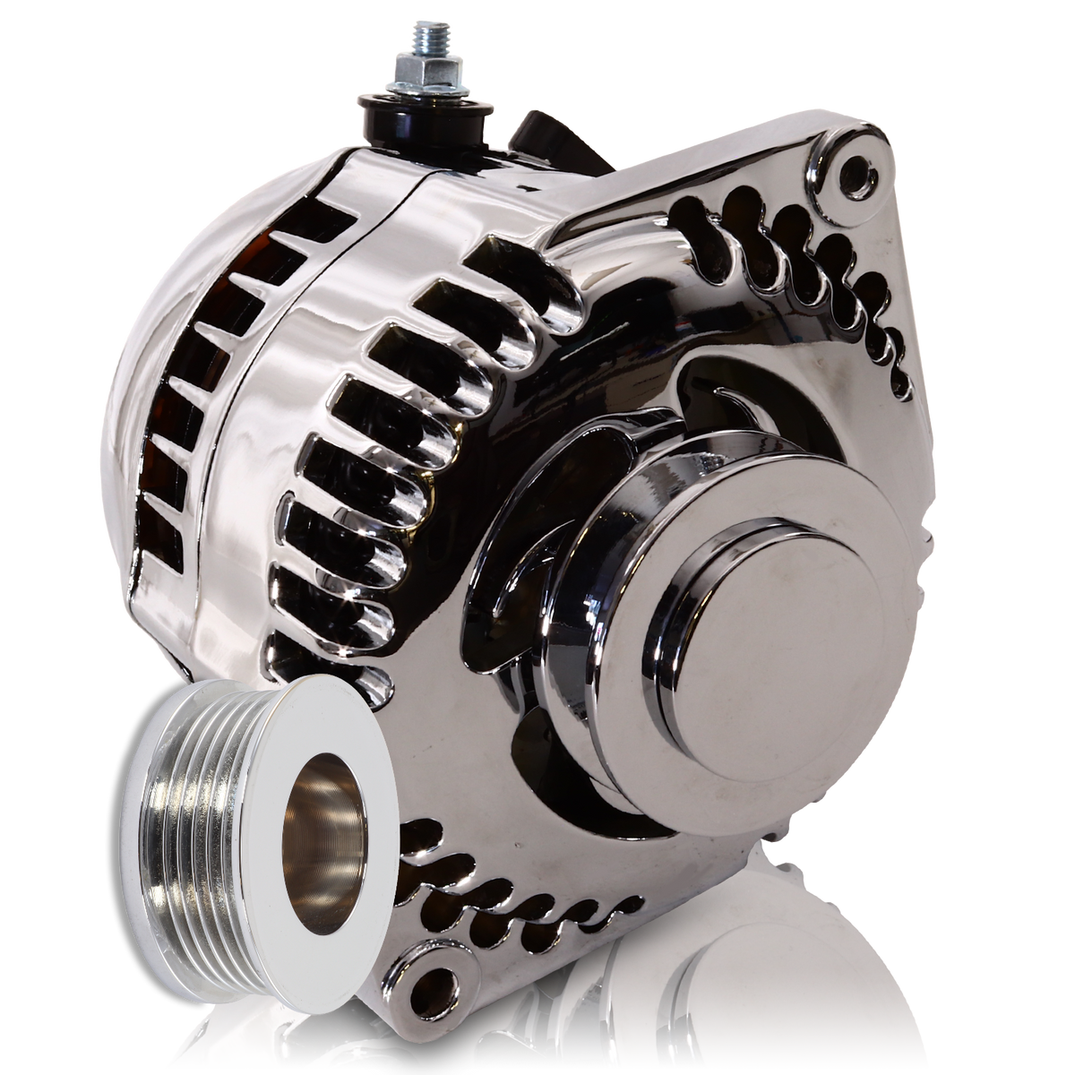 Mechman 170 Amp Racing Alternator 1965-1985 GM - Polished (Includes 2 Pulleys)