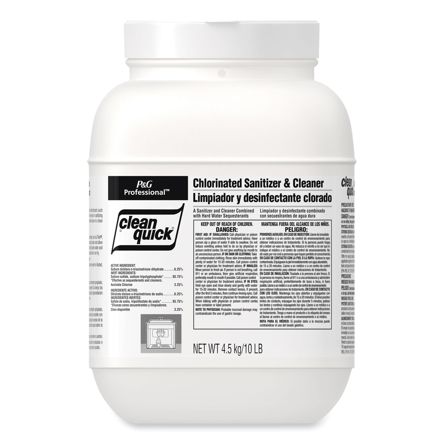 Clean Quick Powdered Sanitizer/Cleanser, 10 lb Bucket, 3/Carton