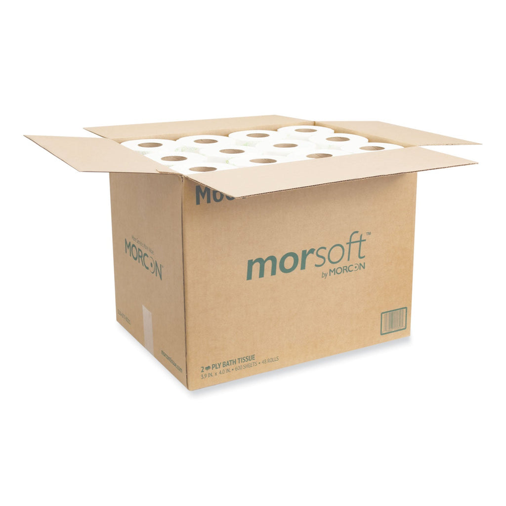 Morcon Tissue Morsoft Controlled Bath Tissue, Septic Safe, 2-Ply, White, 600 Sheets/Roll, 48 Rolls/Carton