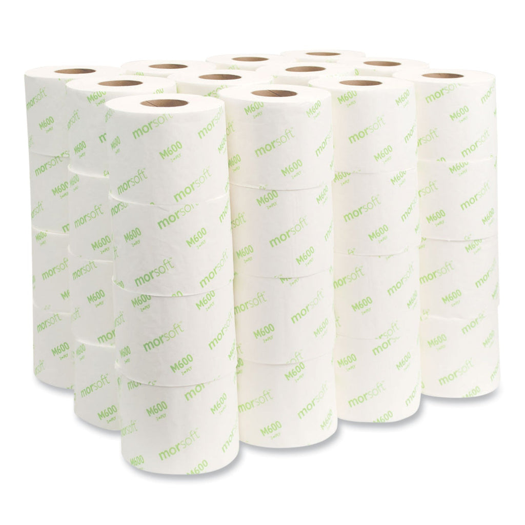 Morcon Tissue Morsoft Controlled Bath Tissue, Septic Safe, 2-Ply, White, 600 Sheets/Roll, 48 Rolls/Carton