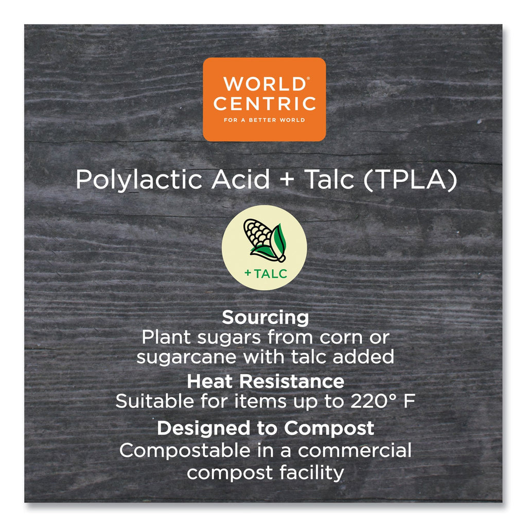 World Centric TPLA Compostable Cutlery, Fork, 6.3", White, 1,000/Carton