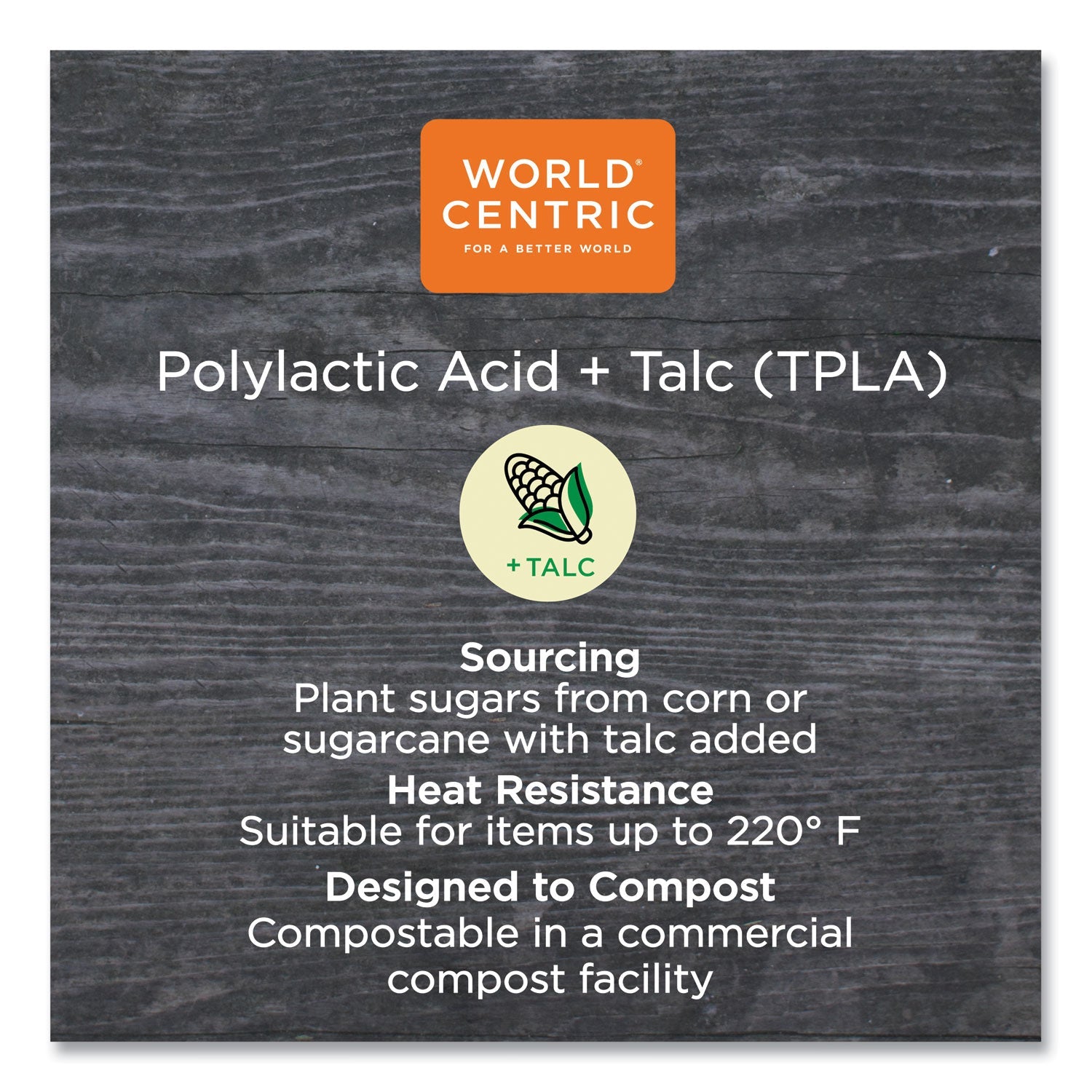 World Centric TPLA Compostable Cutlery, Fork, 6.3", White, 1,000/Carton