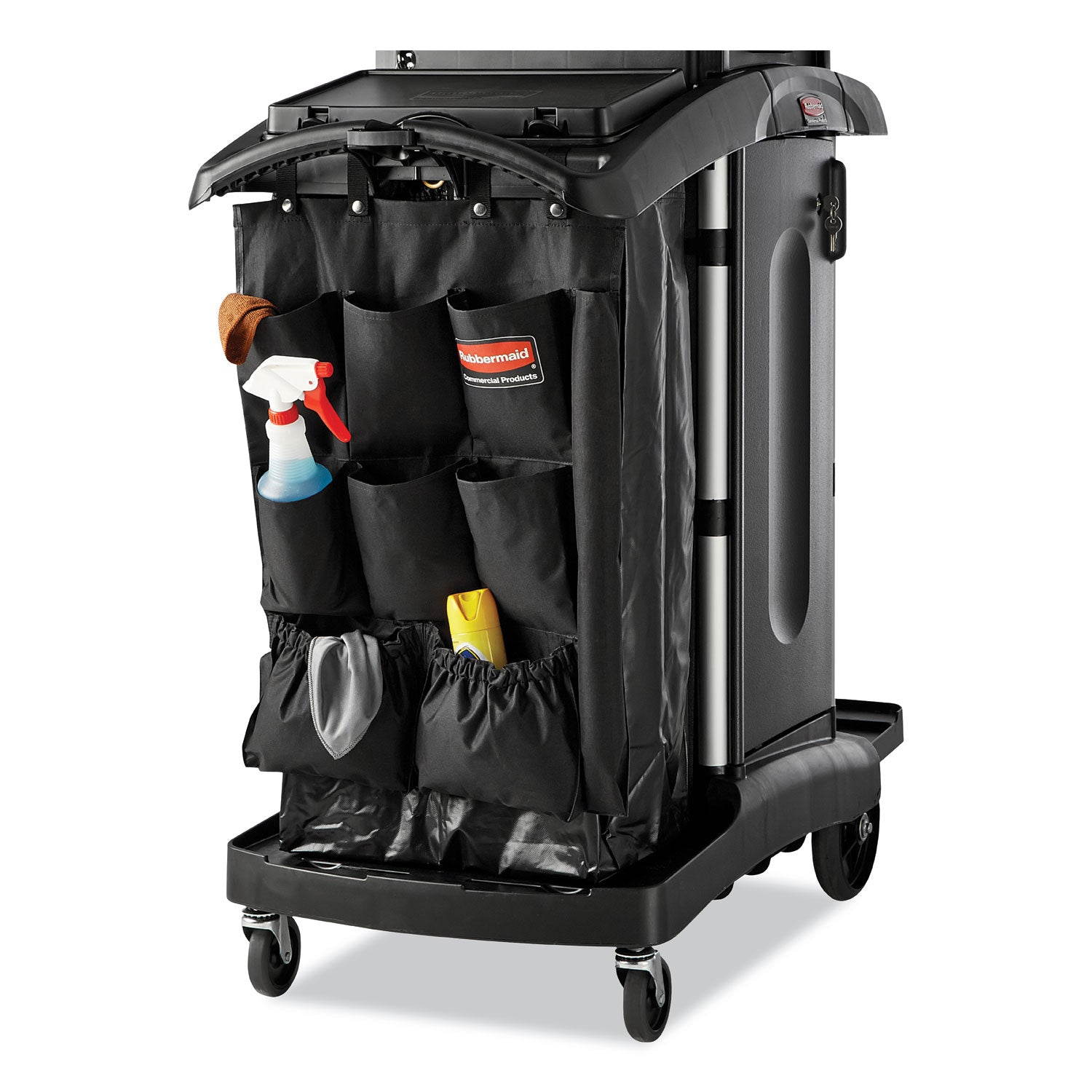 Rubbermaid Fabric 9-Pocket Cart Organizer, 19.75 x 1.5 x 28, Black