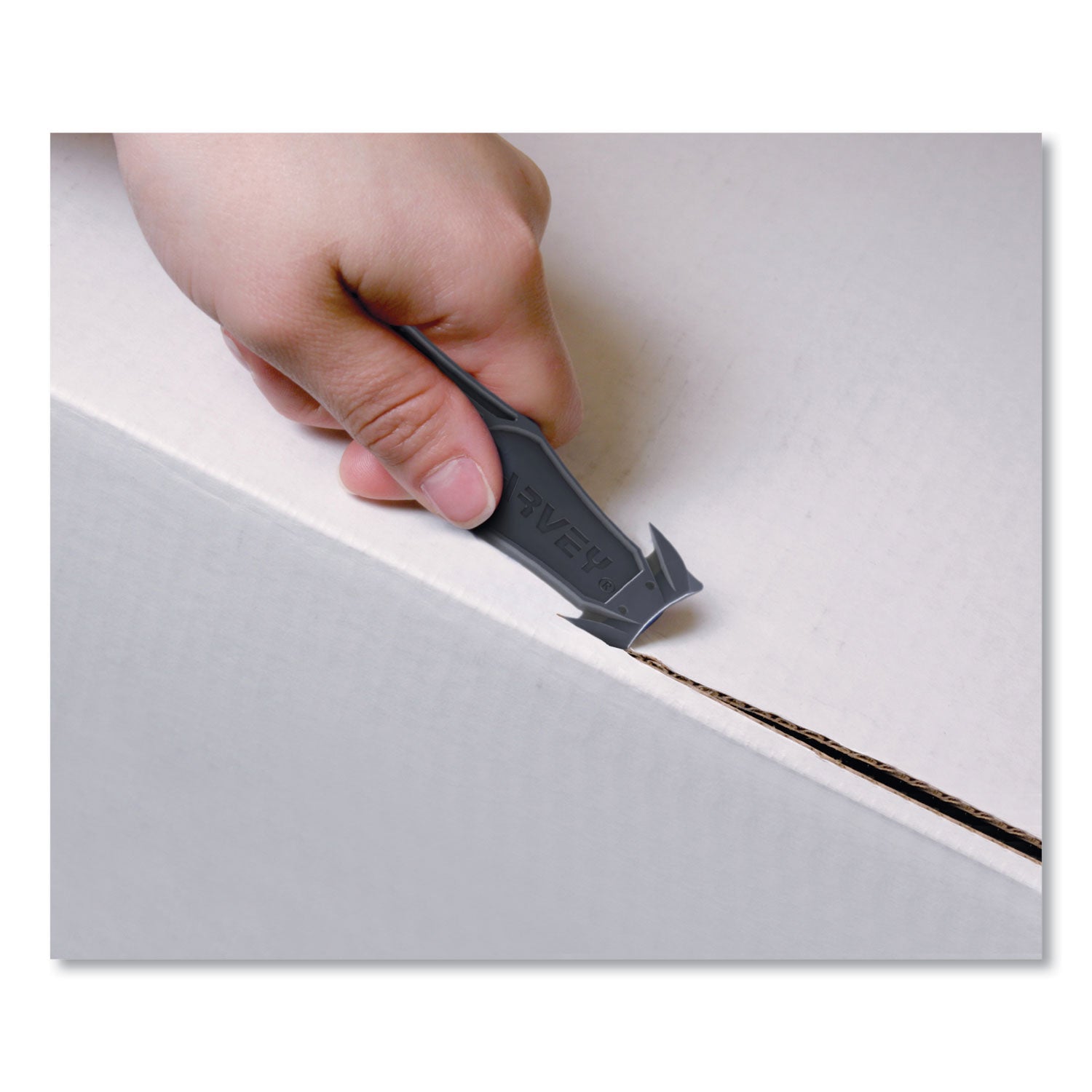 Garvey Safety Cutter Box Cutter Knife with Double Shielded Blade, 4" Plastic Handle, Black, 5/Pack