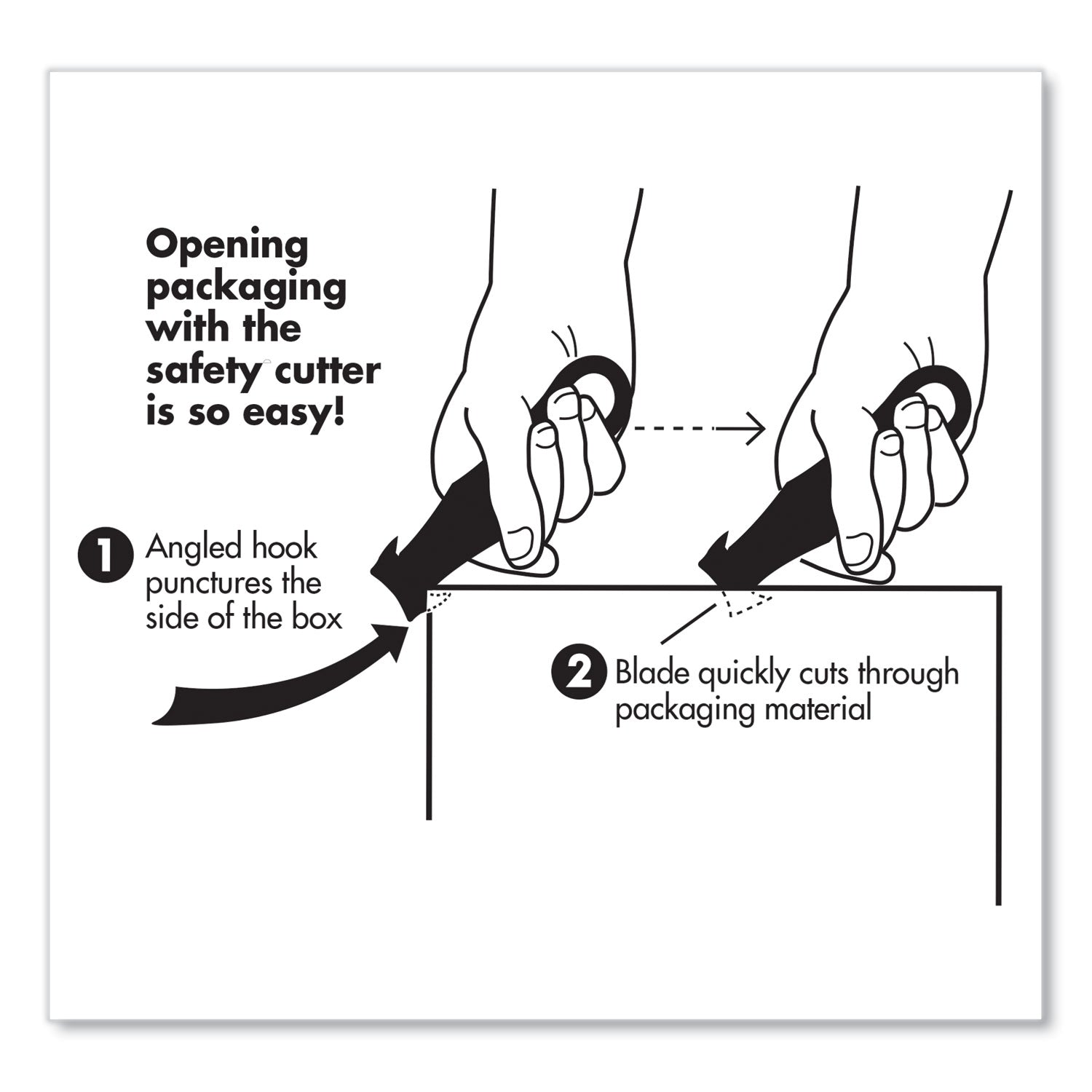 Garvey Safety Cutter Box Cutter Knife with Double Shielded Blade, 4" Plastic Handle, Black, 5/Pack