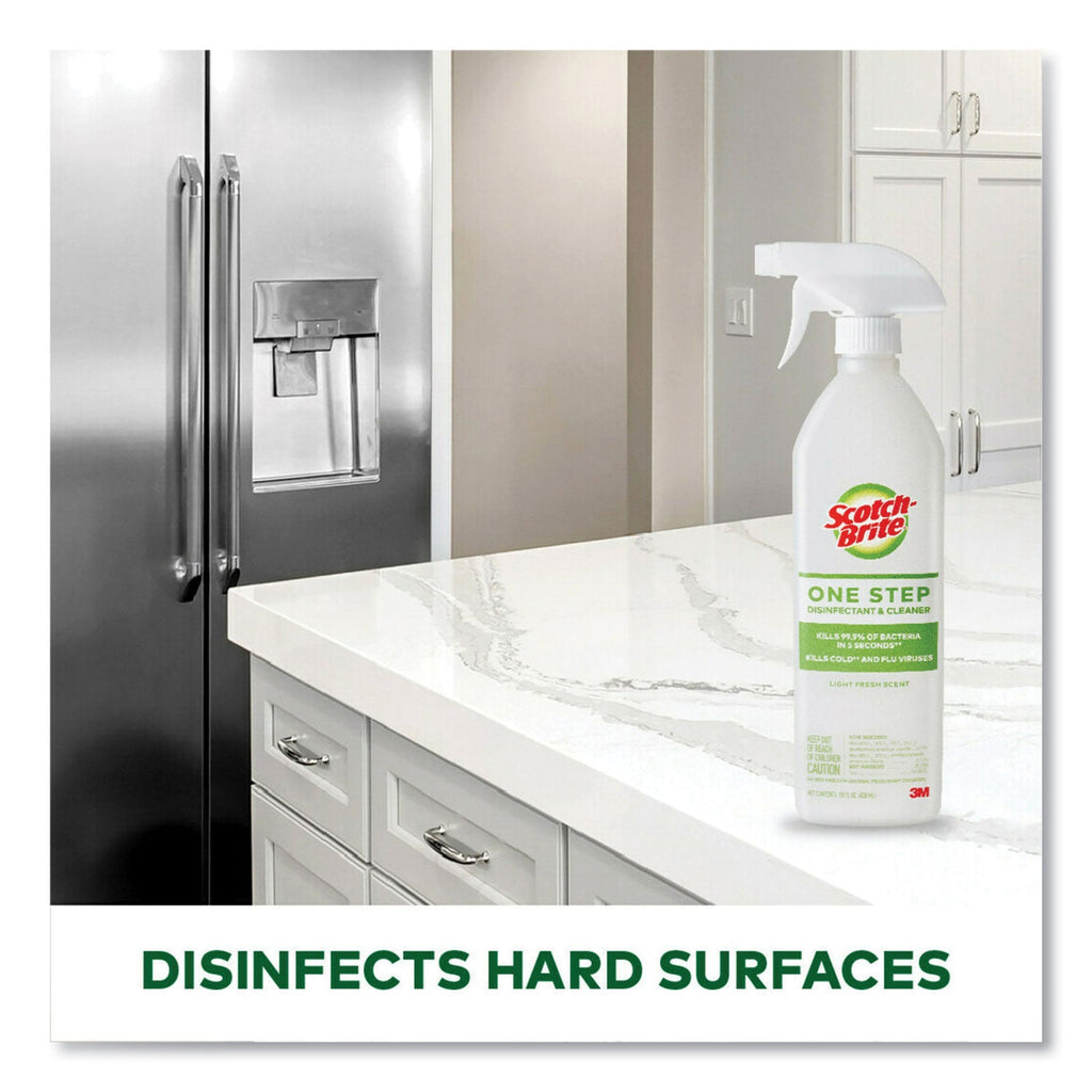 Scotch-Brite One Step Disinfectant and Cleaner, Light Fresh Scent, 28 oz Spray Bottle, 6/Carton