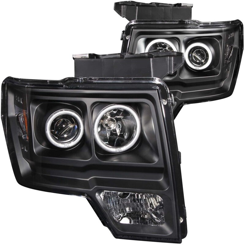 Anzo 2009-2014 Ford F-150 Projector Headlights w/ Halo Black (CCFL)