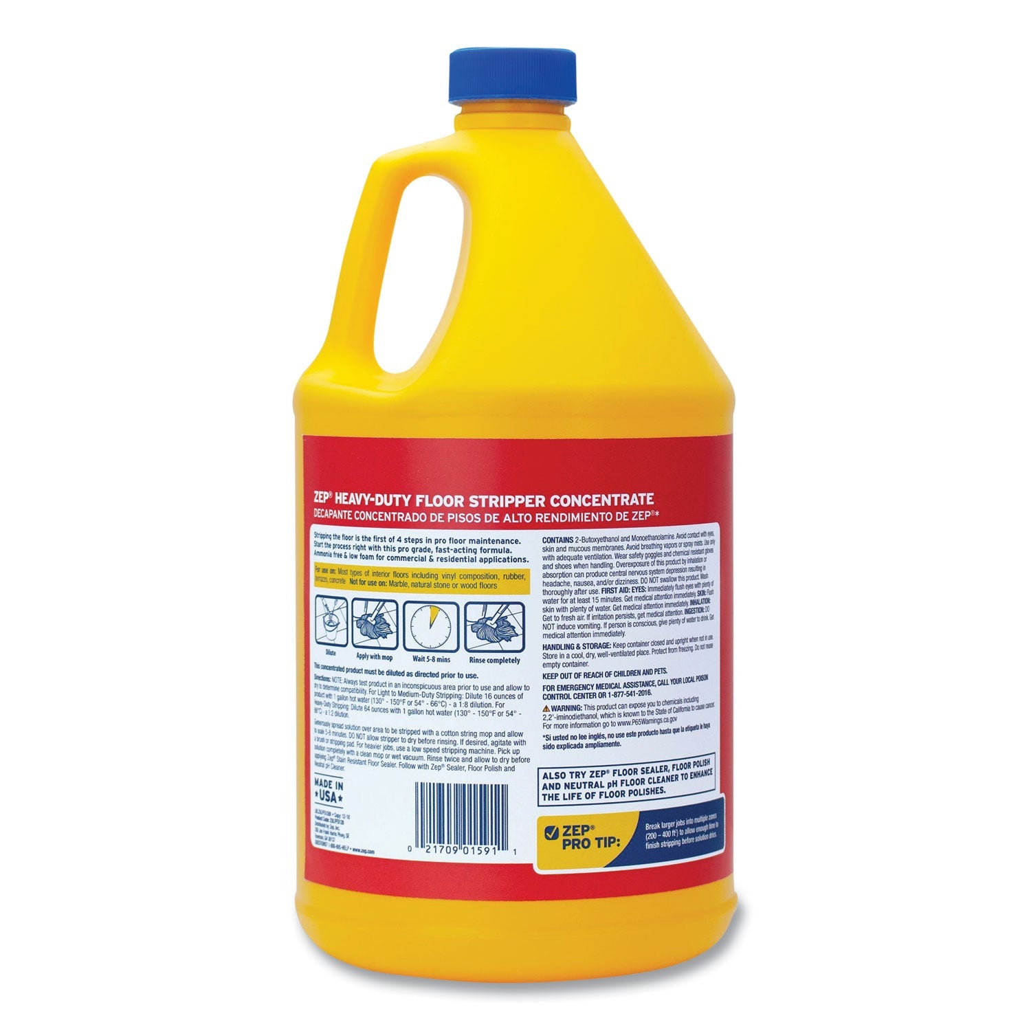 Zep Commercial Floor Stripper, Unscented, 1 gal, 4/Carton
