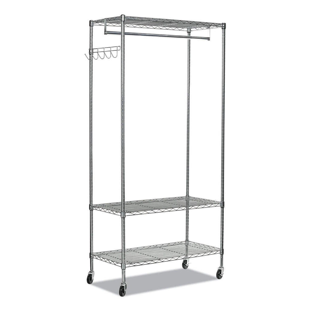 Alera Wire Shelving Garment Rack, 40 Garments, 48w x 18d x 75h, Silver