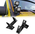 2pcs Black Dual A-Pillar Light Lower Windshield Hinge Mounting Brackets LED Pod Light for 2007-2017 Wrangler JK
