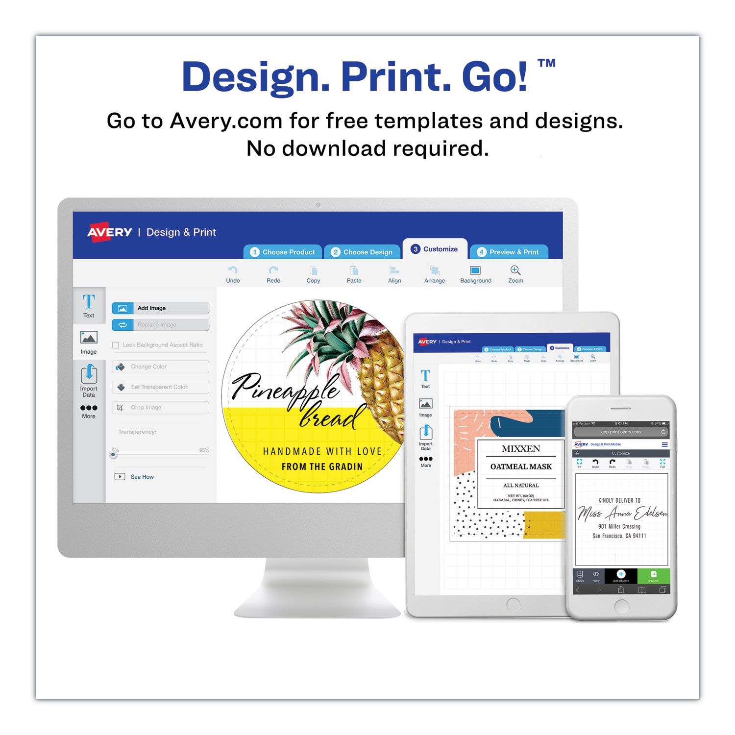 Avery Printable Self-Adhesive Permanent ID Labels w/Sure Feed, 0.75" dia, Clear, 400/PK