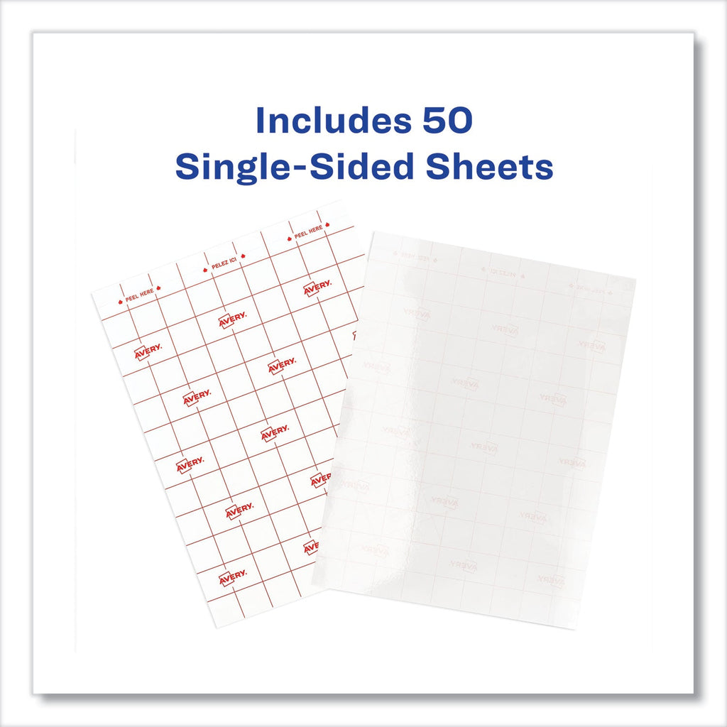 Avery Clear Self-Adhesive Laminating Sheets, 3 mil, 9" x 12", Matte Clear, 50/Box