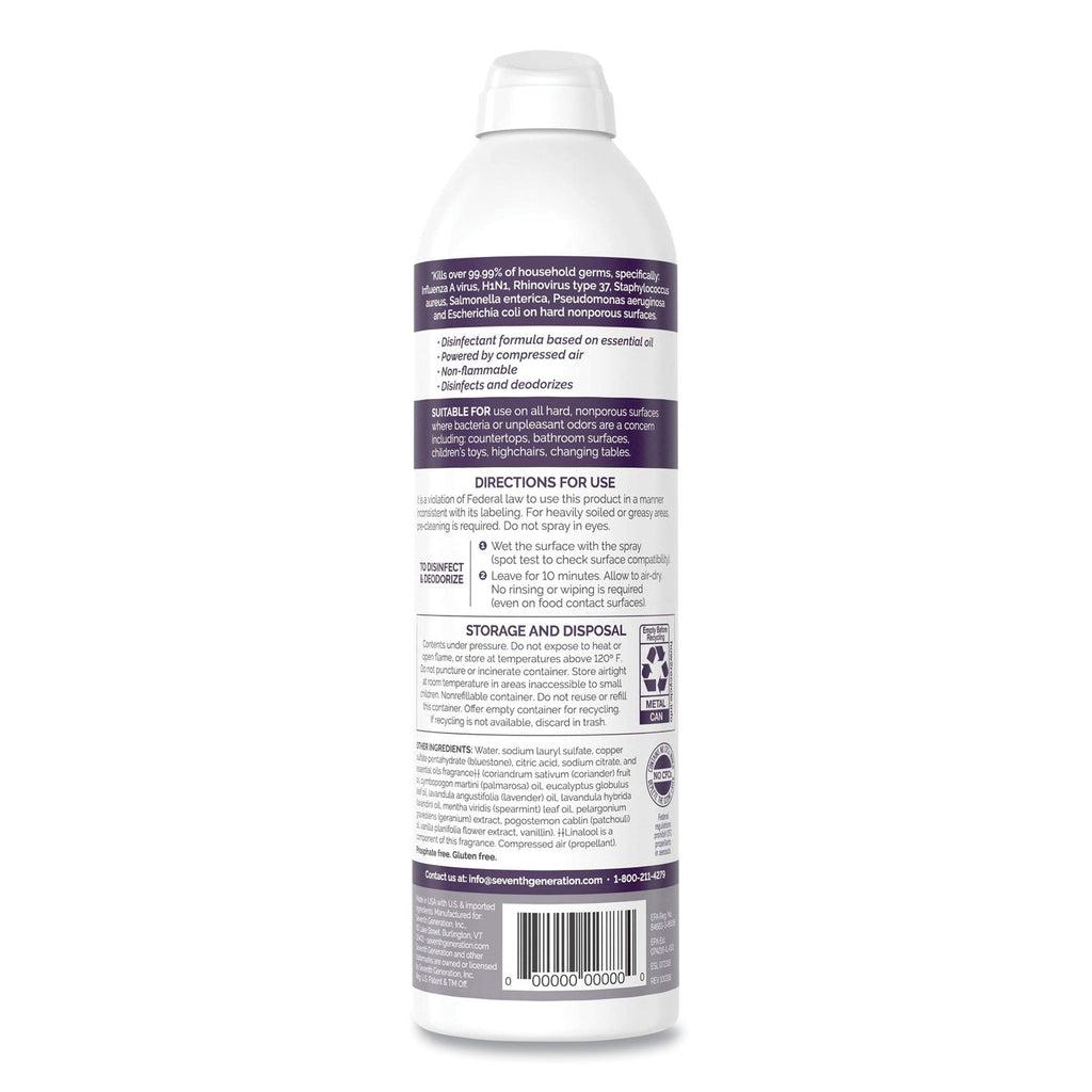 Seventh Generation Disinfectant Sprays, Lavender Vanilla/Thyme, 13.9 oz, Spray Bottle