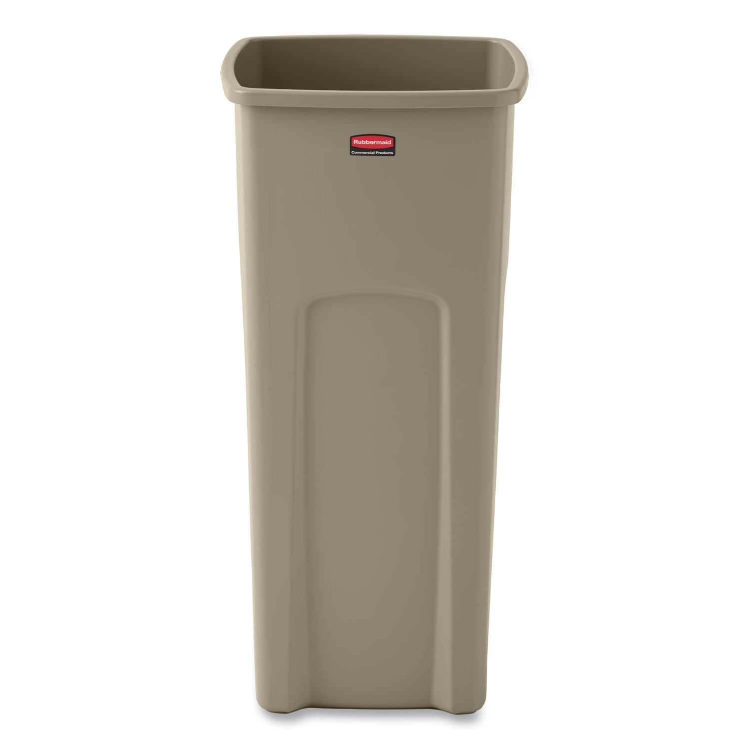 Rubbermaid Untouchable Square Waste Receptacle, Plastic, 23 gal, Beige